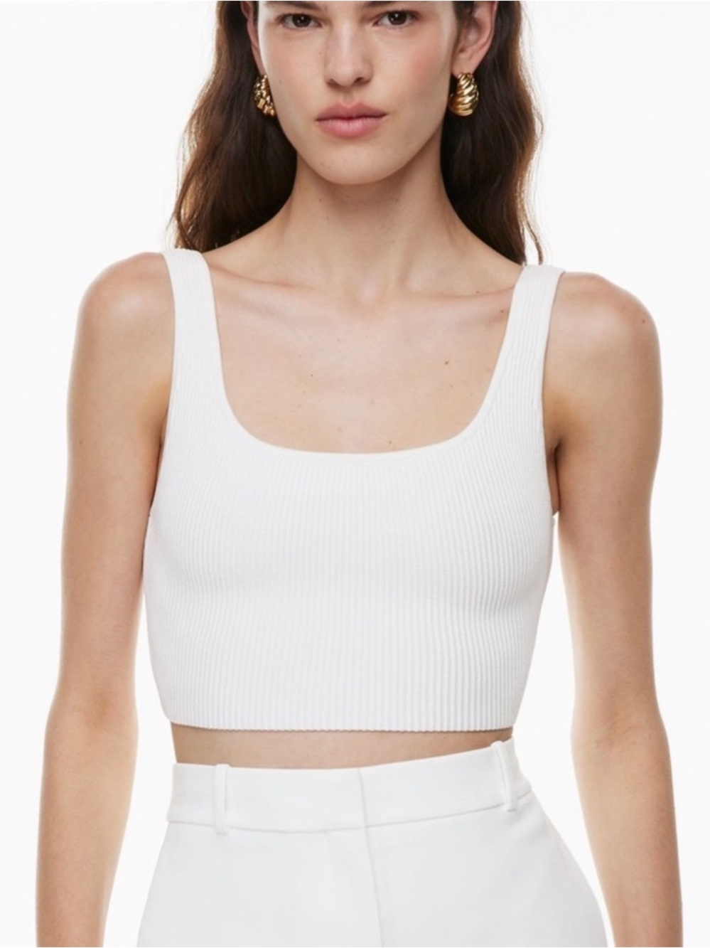 Aritzia Babaton Sculpt Knit Crop Tank in White XS